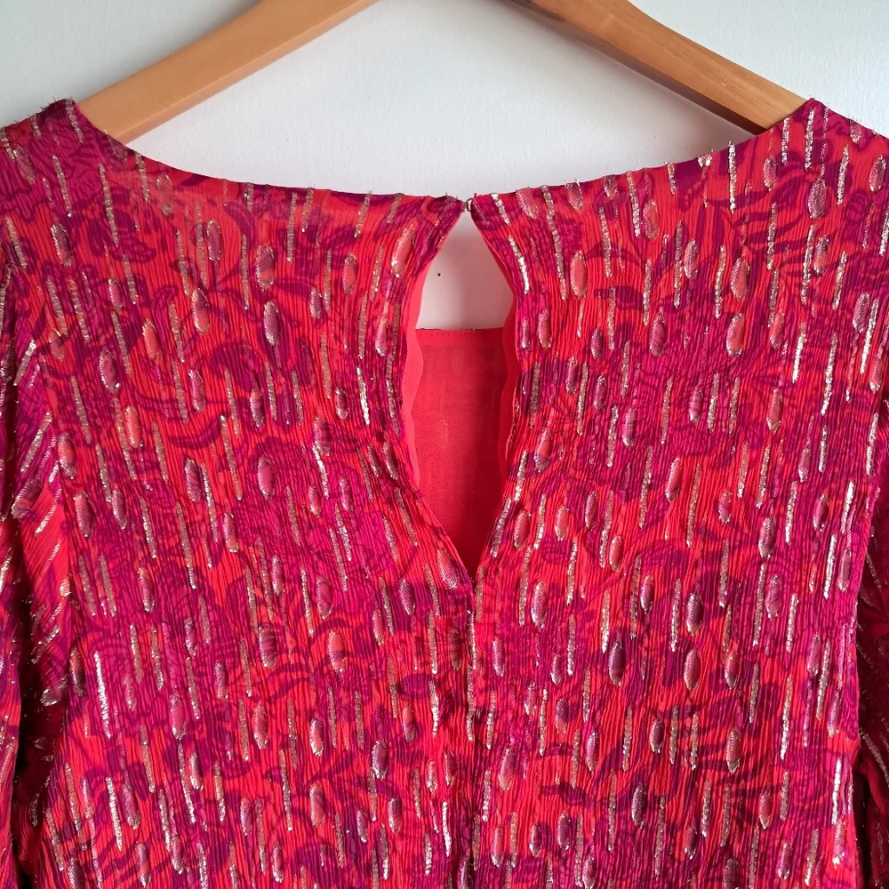 Lilly Pulitzer Alfreda Long Sleeve Blouse Red Purple Size 16